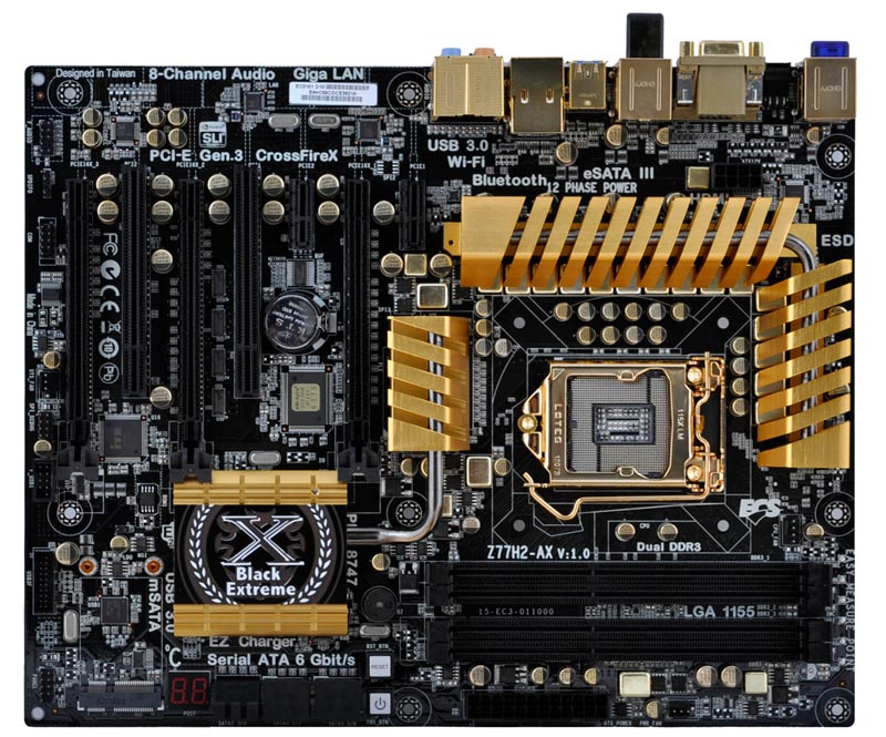 ECS Z77 Black Extreme Series Motherboards Get Bling