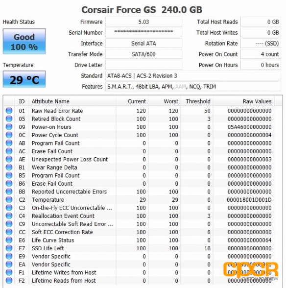 crystal disk info corsair force gs 240gb ssd custom pc review