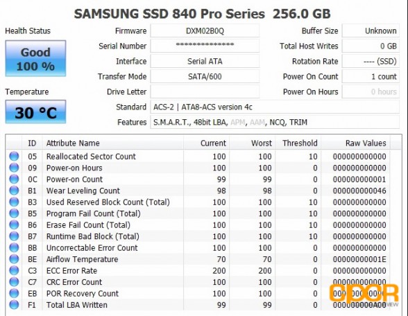 crystal disk info samsung 840 pro series 256gb ssd custom pc review