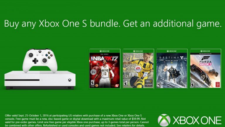 Microsoft Offers Free Game with Xbox One S Bundle Purchase