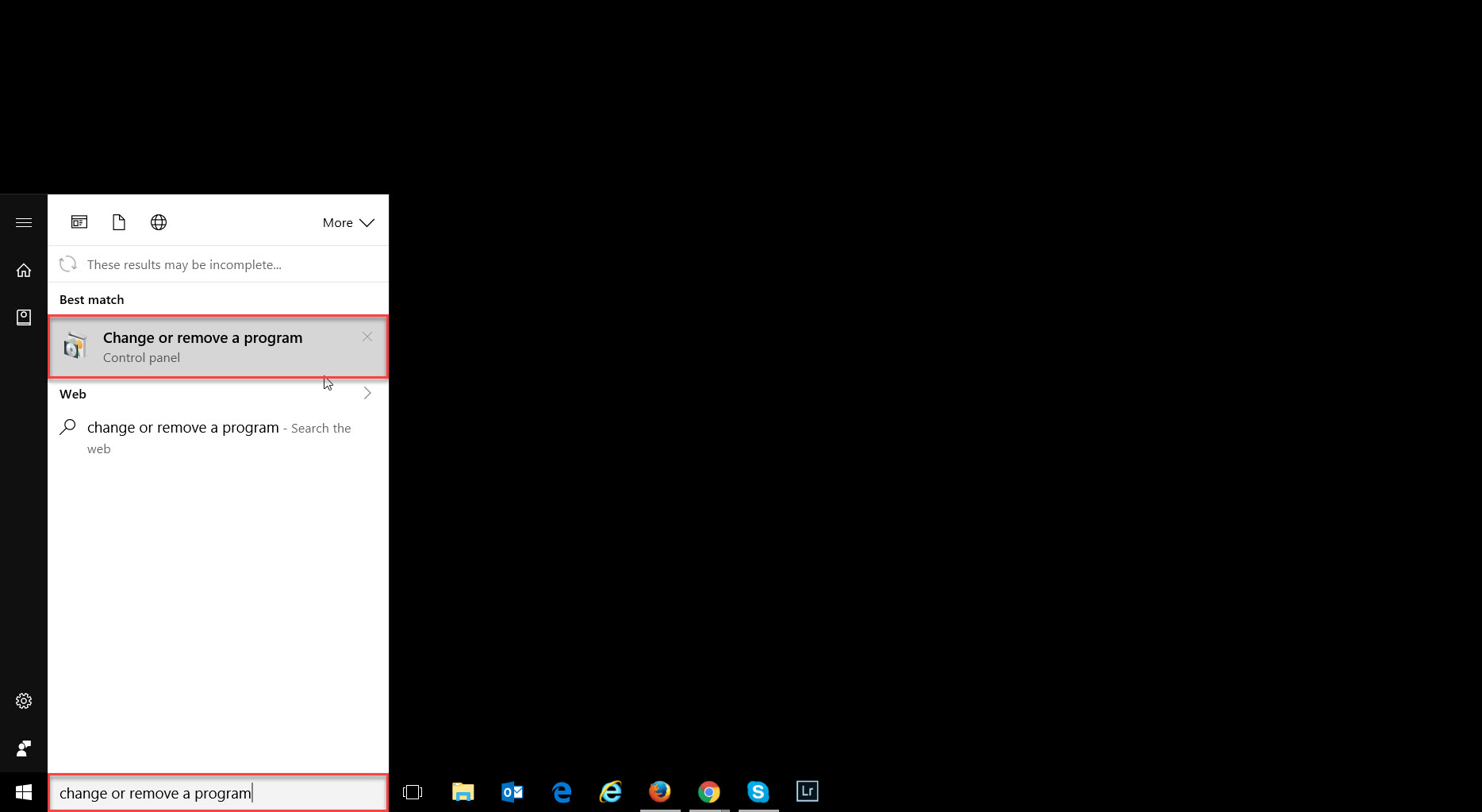 windows 10 remove programs