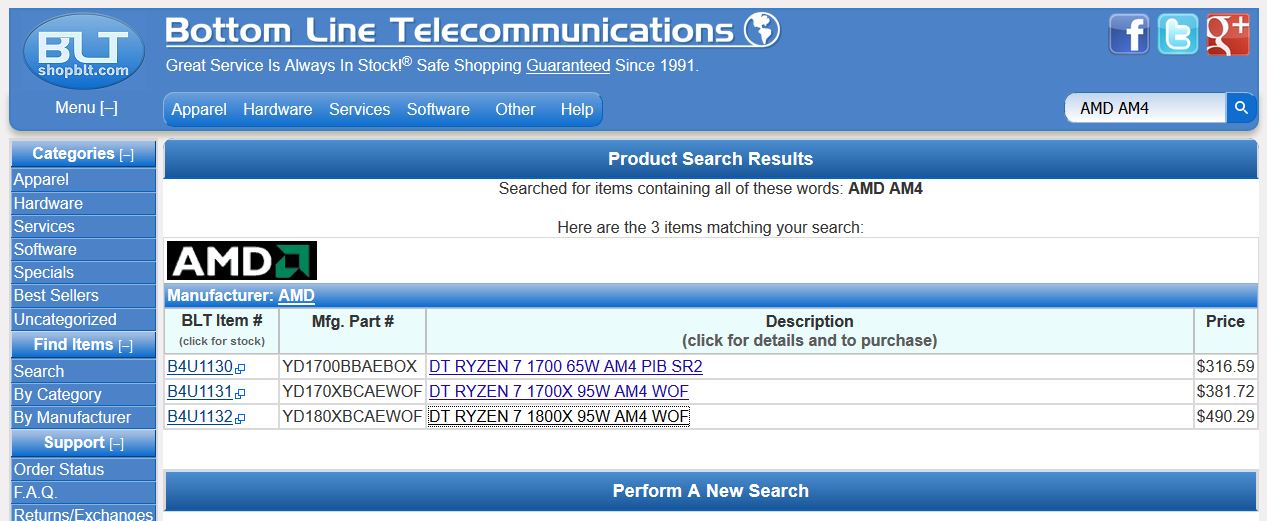 AMD Ryzen 7 1700, 1700x, 1800x CPU Pricing Leaked, All Coming at Sub-$500 Pricepoints