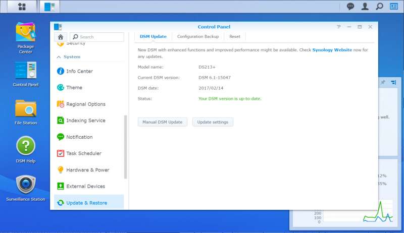 synology ds213plus dsm61 screen