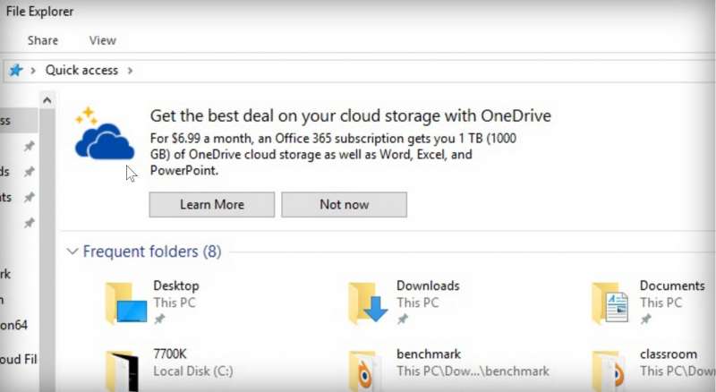 one drive ad in explorer