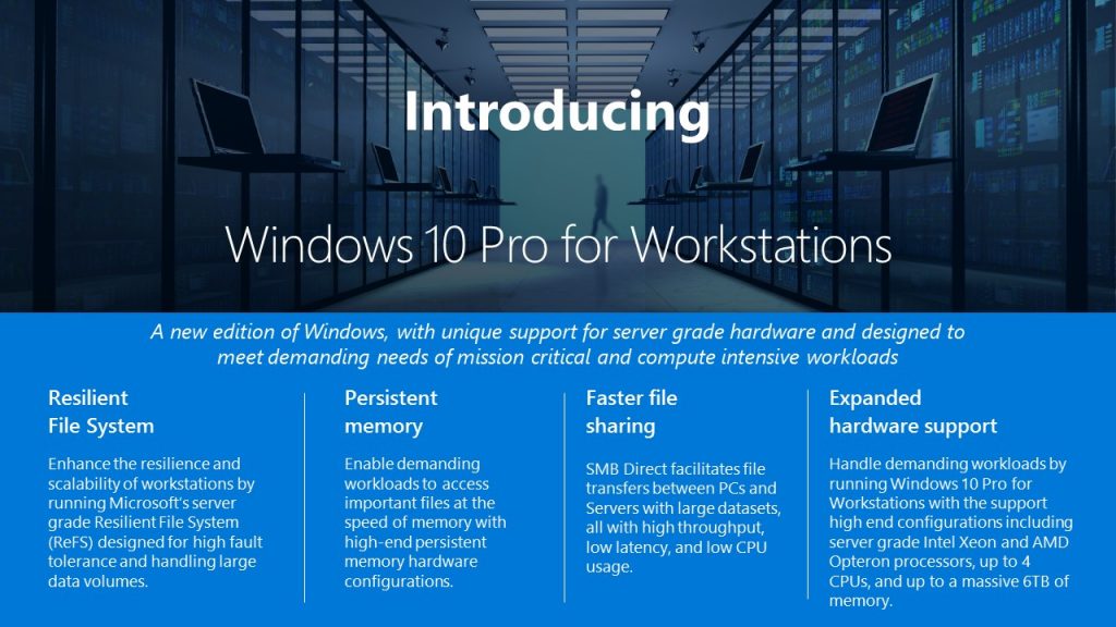 Microsoft Announces Windows 10 Pro Workstation Edition