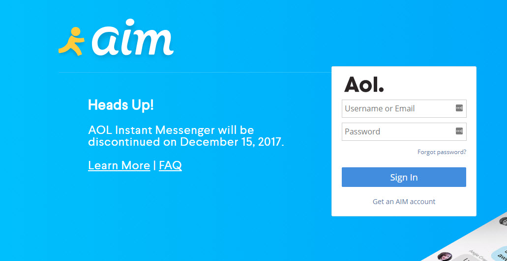 AOL Instant Messenger to End Service in December